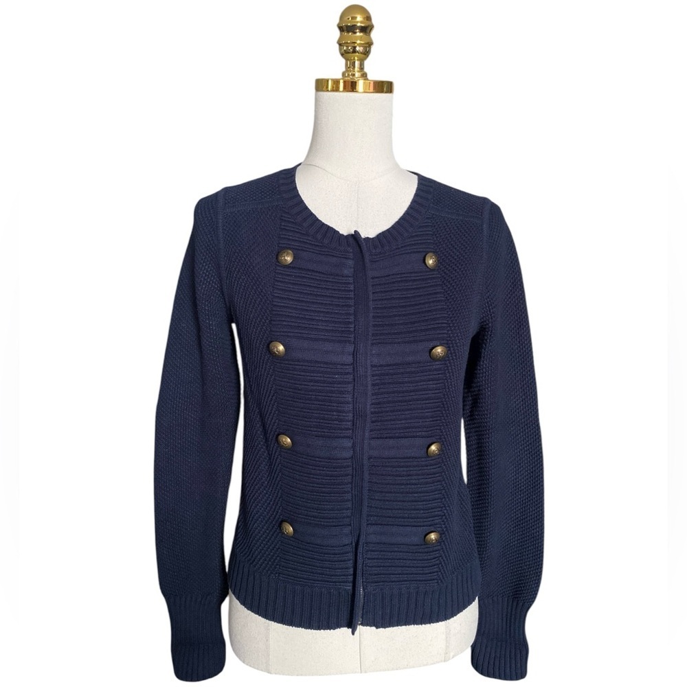 Banana Republic Women’s Navy Zip Up 100% Cotton Military Sweater Jacket Size M